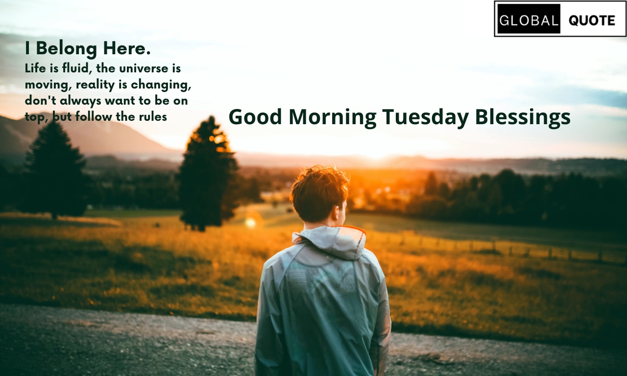 Sunrise morning scene with inspiring goodmorning tuesday blessings message bringing peace, hope, and spiritual encouragement