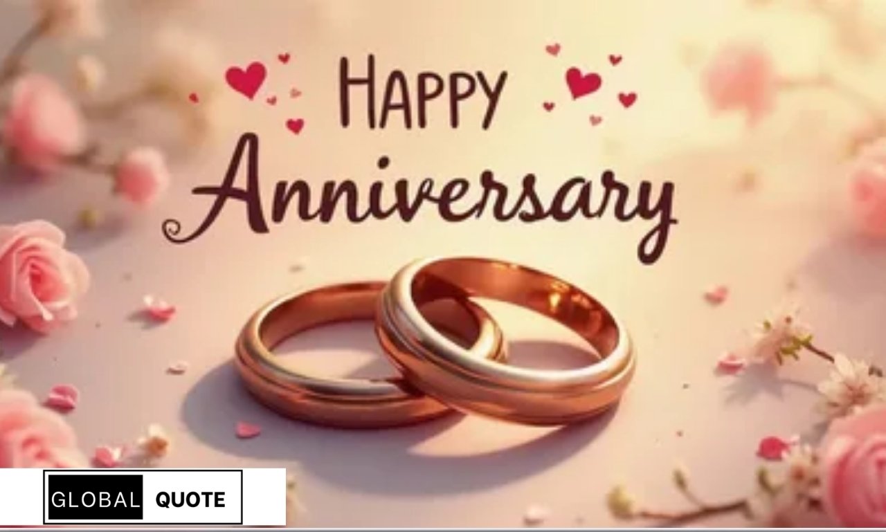 romantic happy anniversary wishes for couple with candles, flowers, and love message