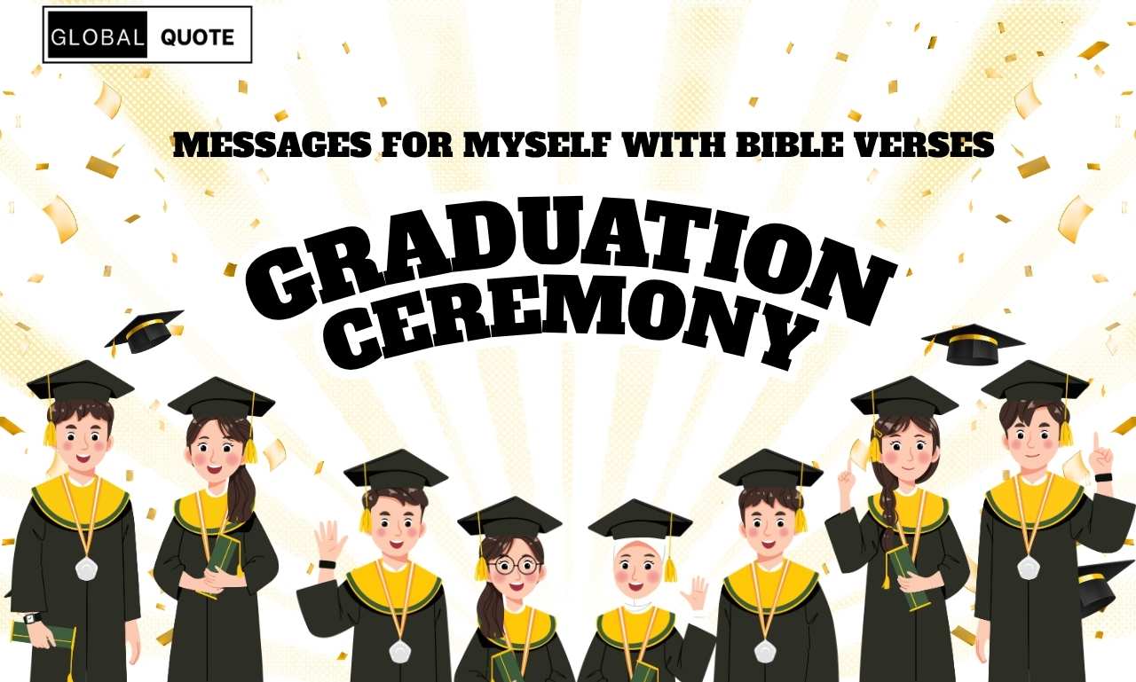 graduation messages for myself with Bible verses featuring graduate cap, open Bible, and sunrise symbolizing faith, hope, and new beginnings